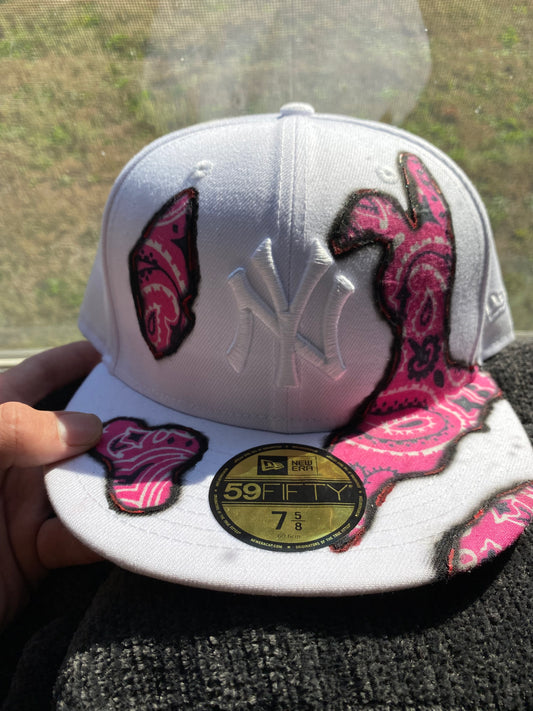 NY Yankees Burning Pink Bandana Fitted Custom